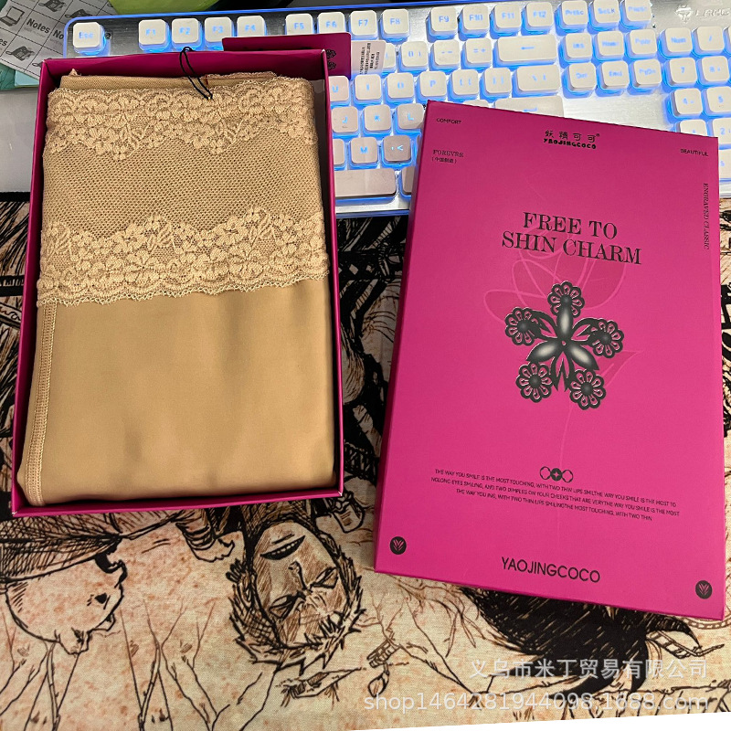 Fairy Coco Manyu Lace Water-Gloss Pantyhose Women's Bare-Leg Effect Yiwu Leggings 200g Black Skin-Tone Fake Sheer