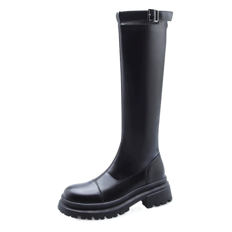 Женские сапоги выше колена, новинка осени-зимы 2025, универсальные, стройнящие для миниатюрных фигур, длинные сапоги на плоской подошве, высокие сапоги для верховой езды.