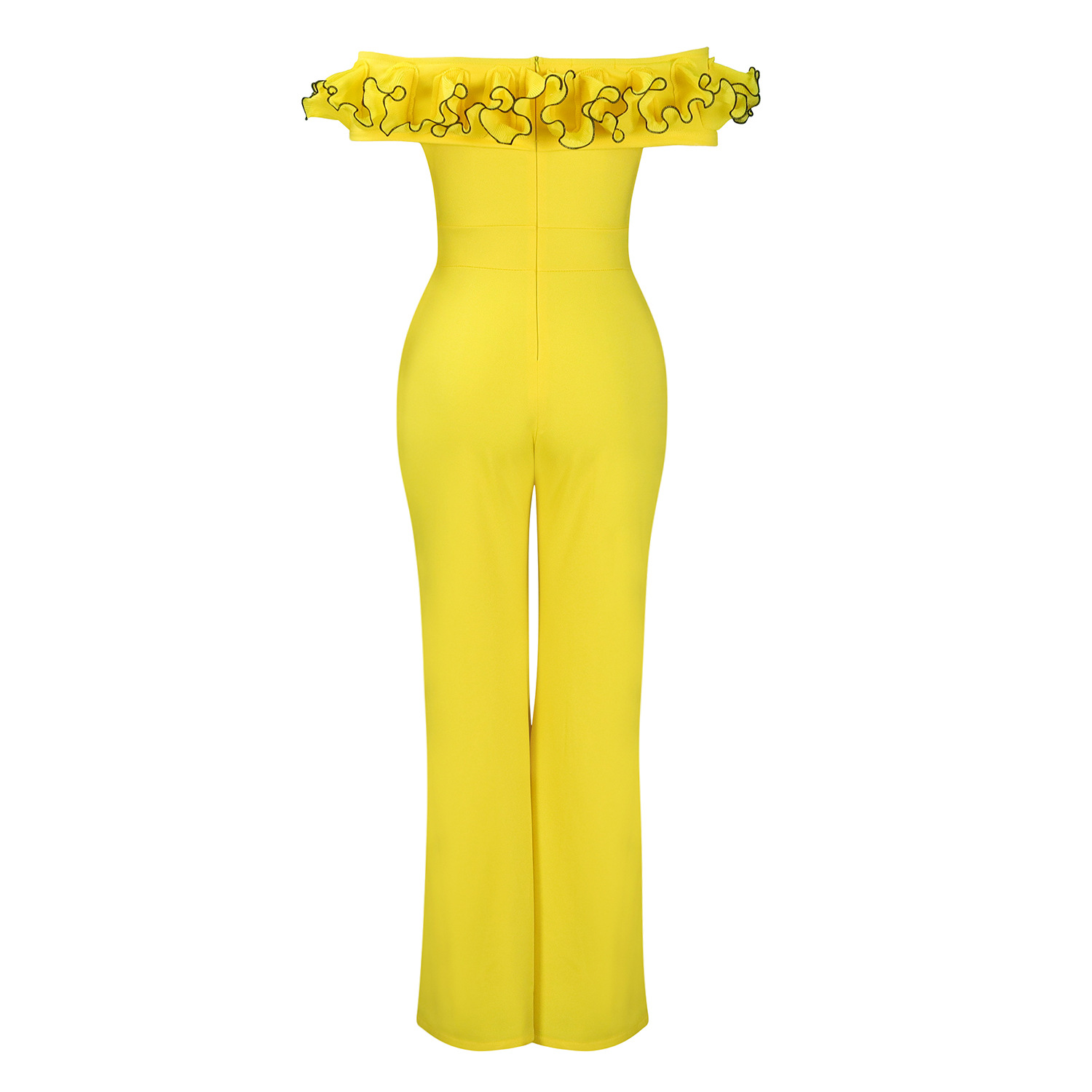 abbigliamento donna sexy attillato tinta unita monospalla arricciato spalle scoperte manica corta tuta commercio estero_voghion.com