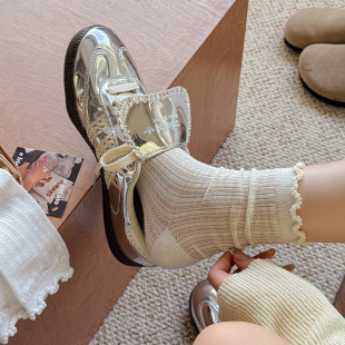 Summer Thin Socks for Women, Solid Color Hollow Mesh Mid-Calf Socks, White Odor-Resistant Breathable Lace Slouch Socks for Girls