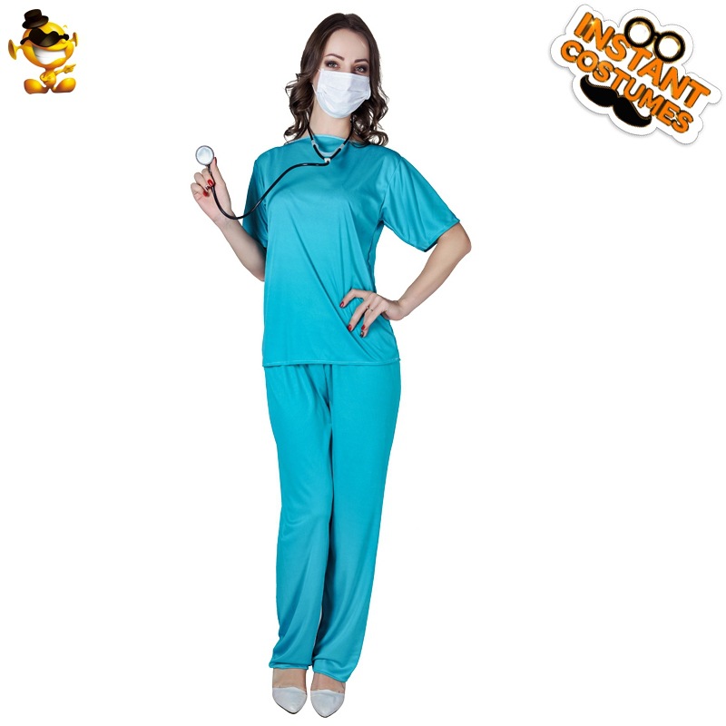 Azul médico enfermera traje de la mascarada ropa de fiesta de Halloween Cosplay traje etapa uniforme pastel
