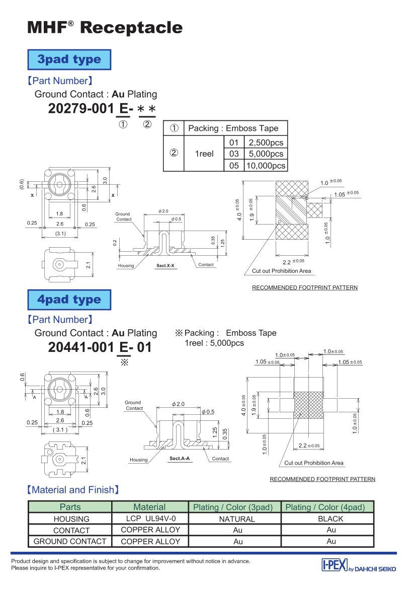 WiFi6蓝牙射频座I-PEX进口原装 20279-001E-01 射频连接器天线座