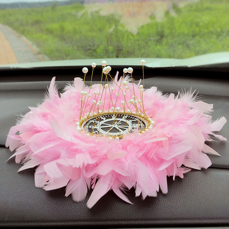 Double-layer Dream Bubble Car White Feather Anti-slip Mat Instrument Panel Decoration Mat Supplies Decorative Women