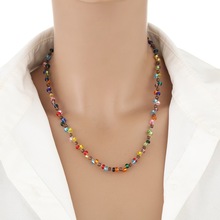彩色多巴胺夏日米珠项链女百搭高级感流行手工串珠锁骨链饰品批发