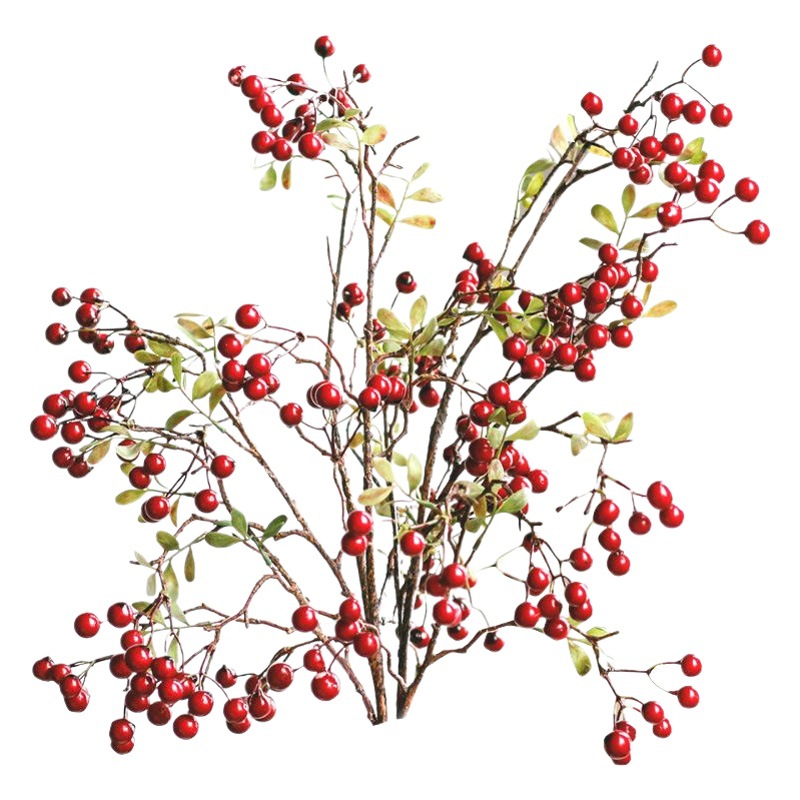 En stock fortuna fruta hogar interior mesa de comedor simulación Holly Red Berry Lovesick Bean decoración flor artificial fruta roja