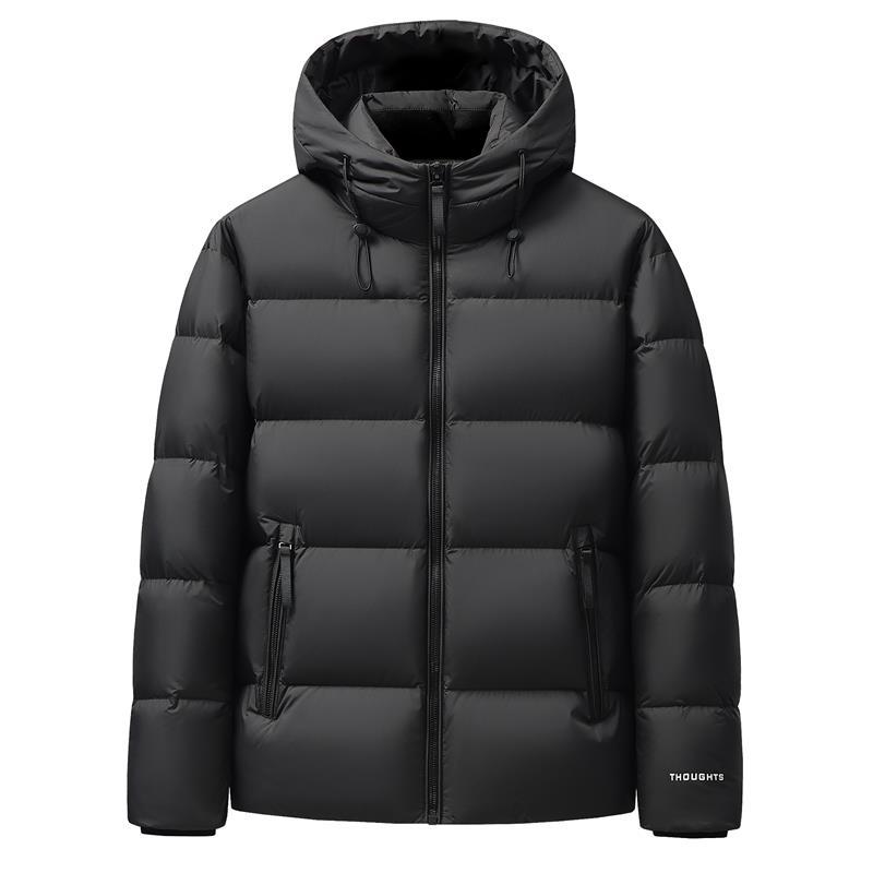 Goose down Winter New High-Quality Korean Style Trendy Solid Color Hooded Warm down Jacket Men's Casual Thick Versatile