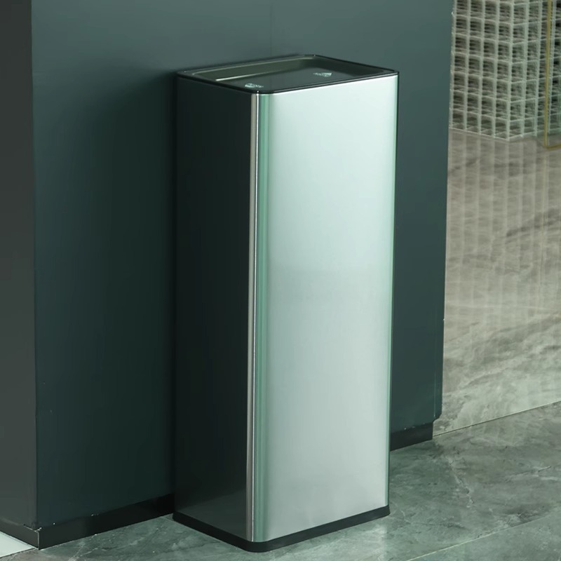 Basura de acero inoxidable toallitas de inodoro cubierta de papel de toallitas de gran capacidad oficina pasillo de caída directa cubo de almacenamiento