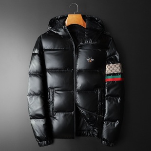 European Station 2024 Winter New Men's Hooded Embroidered high quality Plus Size Down Jacket Casual Warm Jacket