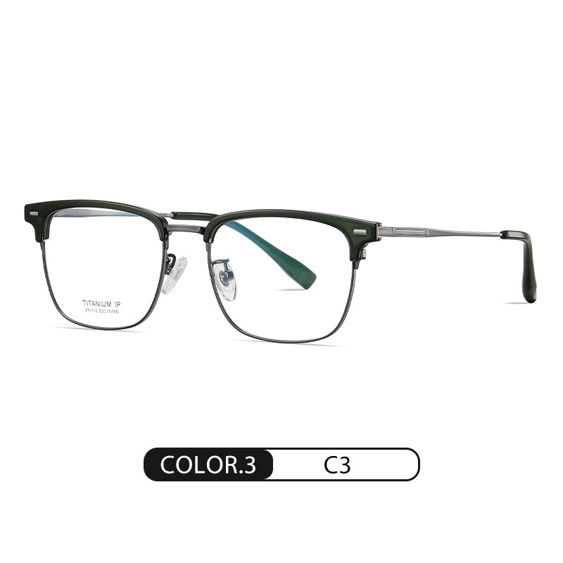 El nuevo marco de gafas de titanio puro con lazo de cejas TR F51112 para hombres casuales con montura cuadrada se puede equipar con espejo plano de miopía