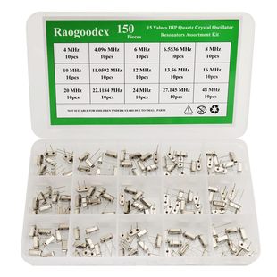 150Pcs 15Value Crystal Oscillator Resonator Combo Kit 4 Mhz,4.096 Mhz,6 Mhz