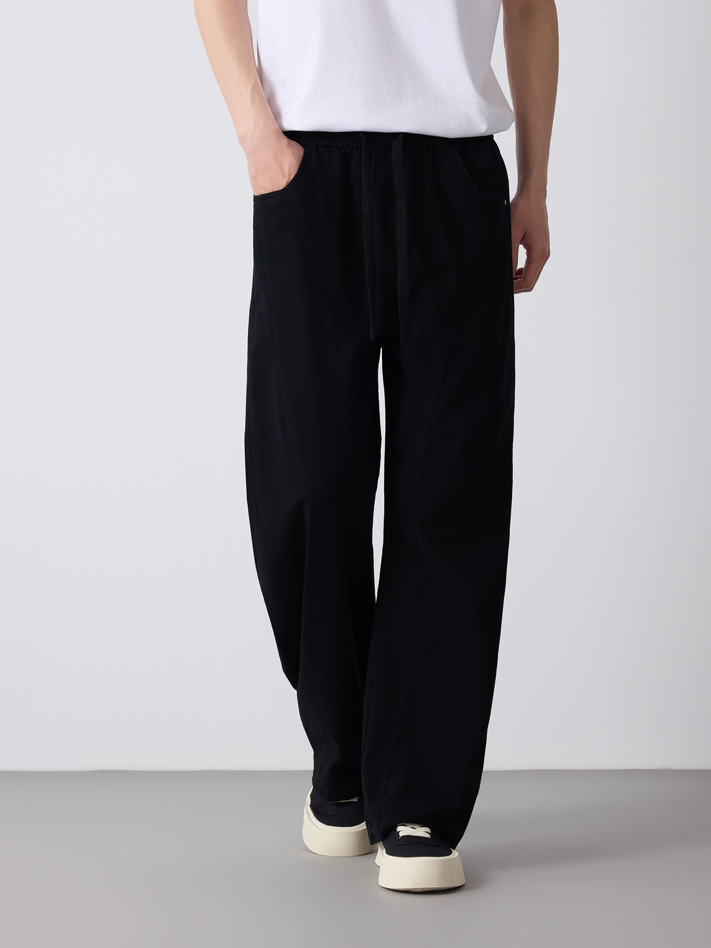 Quần jean nam ống rộng phong cách Mỹ chất liệu cotton — đen