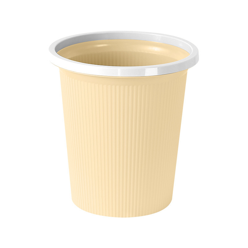 【Household】Rim-sealed cream-style trash can for living room, bedroom, kitchen, bathroom, toilet, large-capacity trash bin
