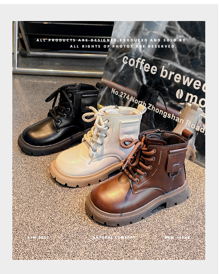 Botas Martin estilo británico para niños, moda otoño 2024, para niñas, suela blanda de cuero para niños, botas individuales_voghion.com