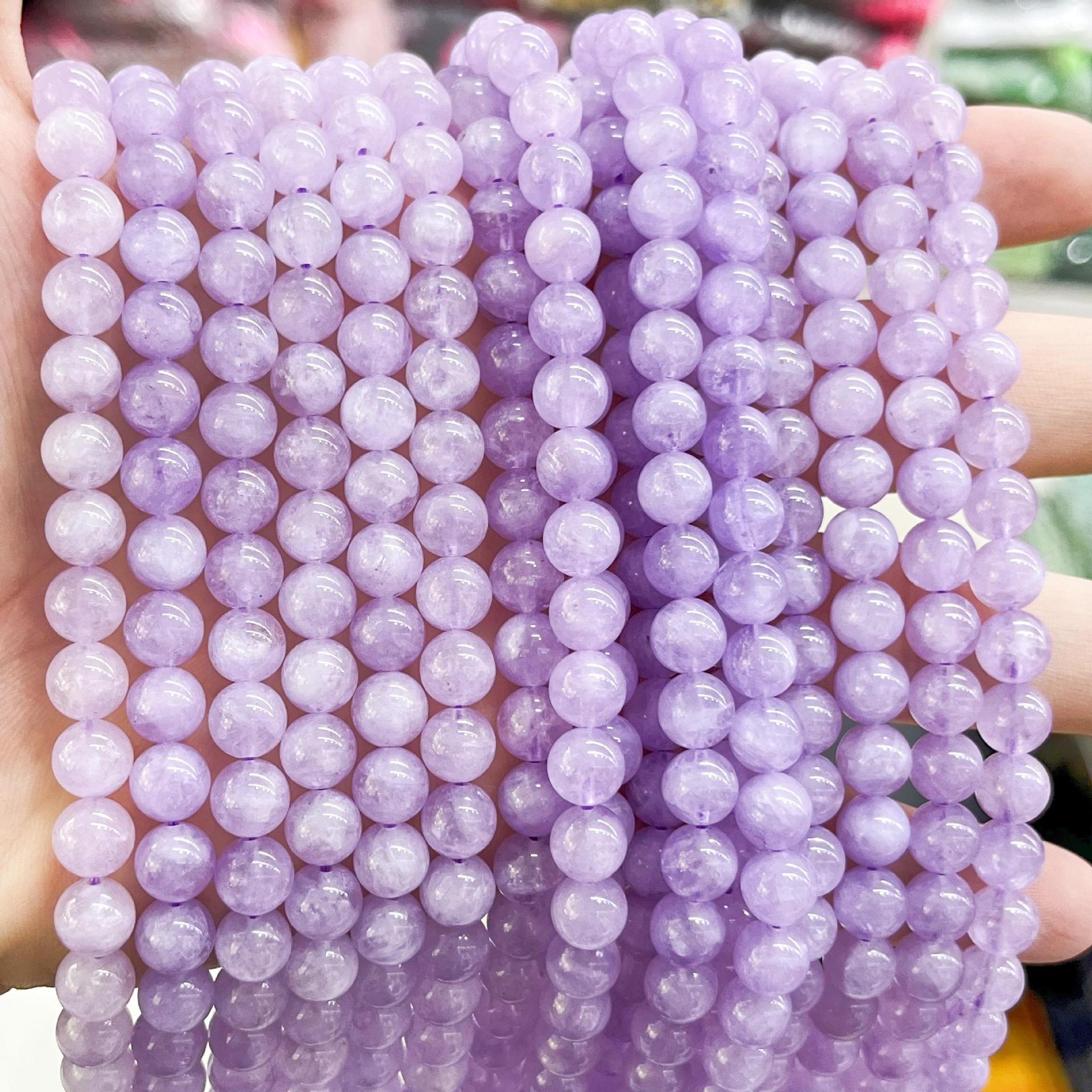 자수정 옥 둥근 구슬 라벤더 최적화 보라색 옥 느슨한 구슬 반제품 DIY 보석 액세서리 도매 라이브