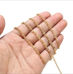 ステンレス18kメッキ3mm 0字チェーン平十字ネックレス女性鎖骨ネックレス男性ブレスレット手作りdiyチェーン
