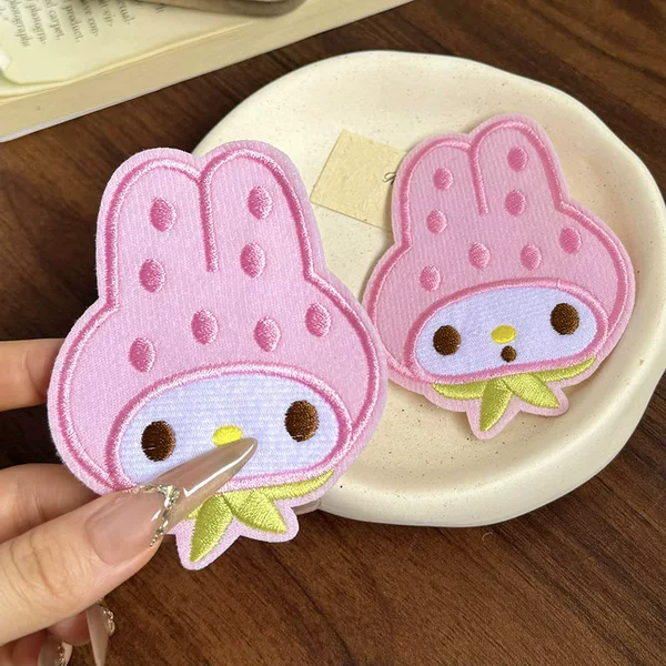 Cute Strawberry Melody Magic Tape Cartoon Girl Bangs Sticker Strawberry Bunny Hair Sticker Versatile Seamless Hair Accessory