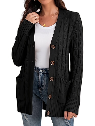 Women's Lightweight V Neck Cardigan Sweater Casual Long Cross-border