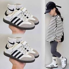 女童真皮潮牌德训鞋2025春秋新款男童鞋子韩版儿童透气宝宝小白鞋