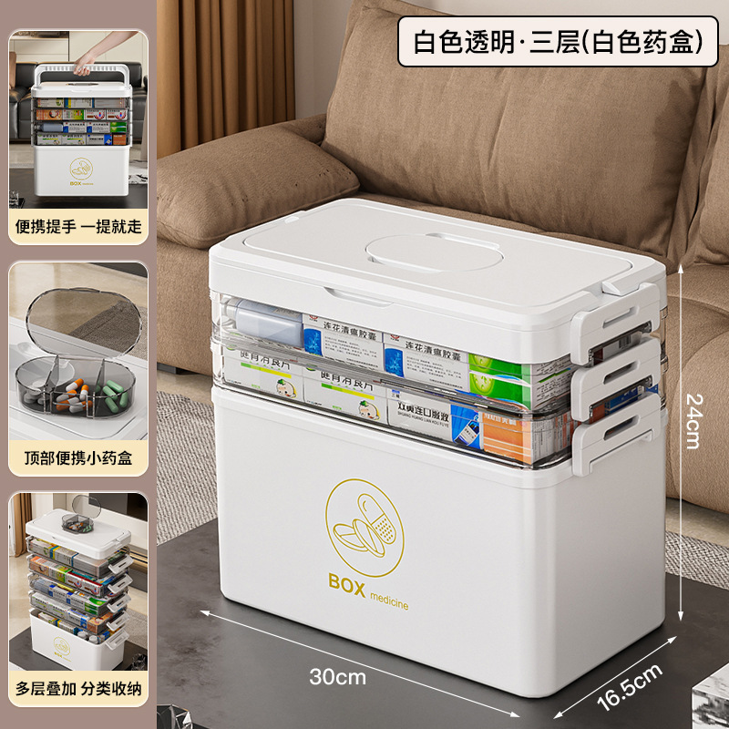 Caja Organizadora de Medicamentos de PET Multicapa Portátil para Hogar
