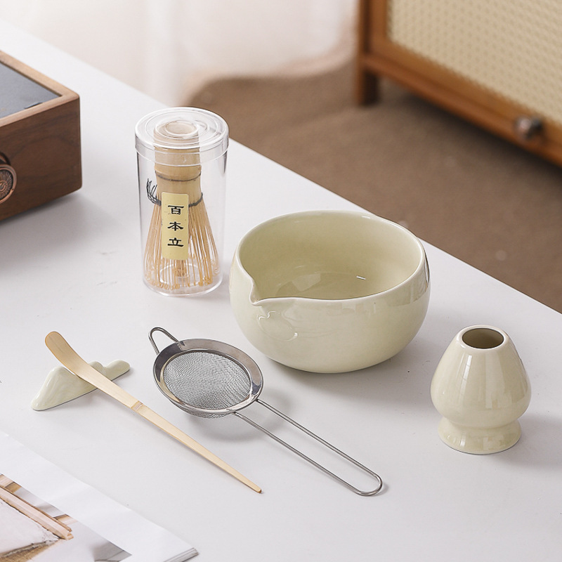 カスタマイズロゴクロスボーダー専用抹茶マッハセット ブルー7点セット 抹茶茶碗口付き 茶筅 百本立|undefined