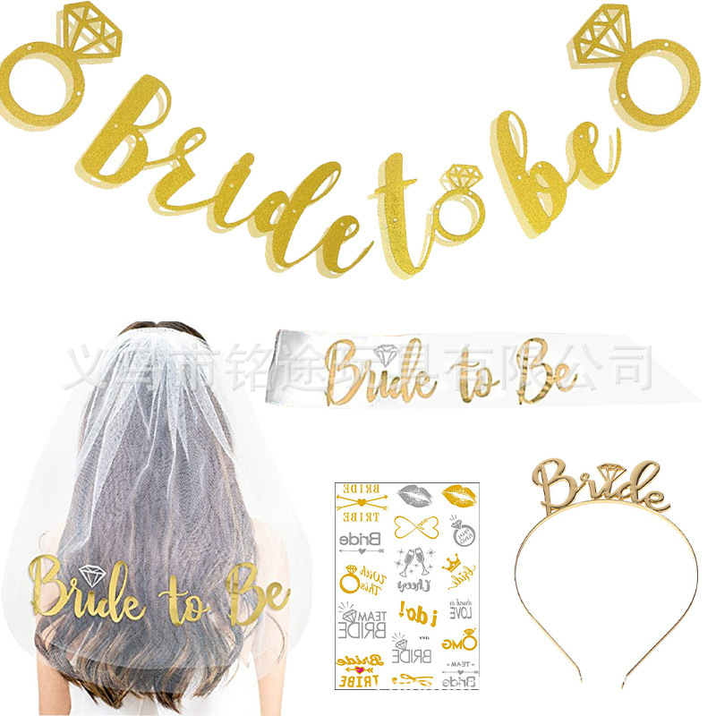 Velo nupcial Novia a ser despedida de soltero equipo novia Correa hombro ceremonial banda gafas diadema traje