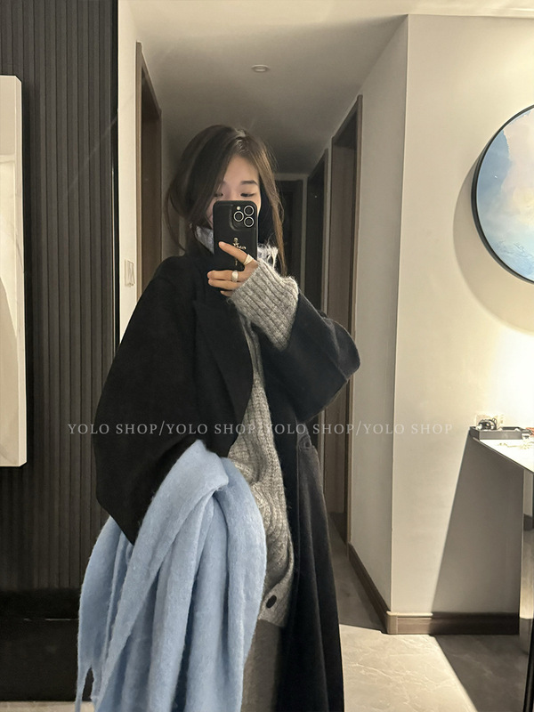 3827# YOLO SHOP 【慵懒LOOK】韩系休闲高领纽扣毛衣外套加厚上衣|undefined