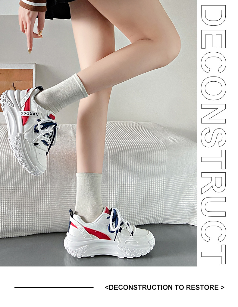 Chaussures de papa femme 2024 printemps nouvelle étudiante édition coréenne Instagram tendance polyvalente semelle épaisse chaussures simples chaussures de sport et décontractées_voghion.com