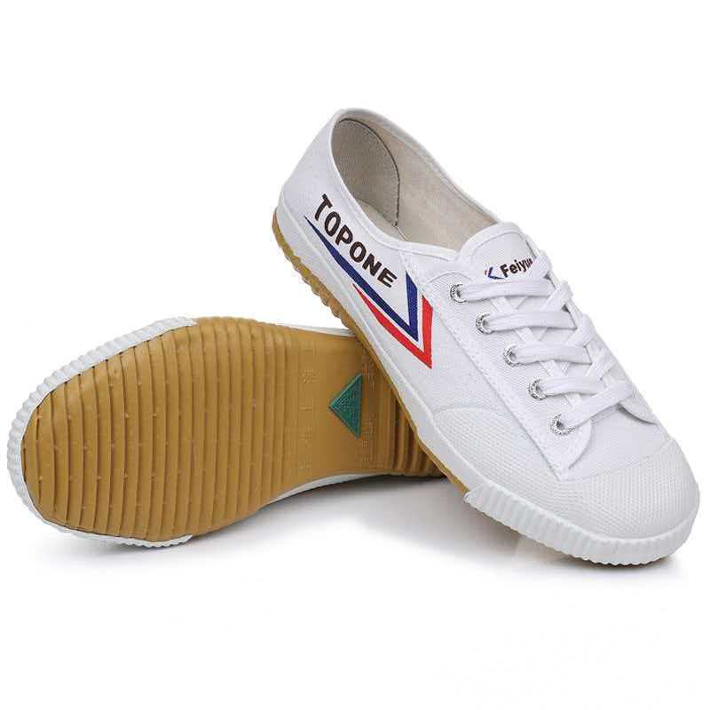 Big Bowen Leap Track and Field Running Shoes Non-slip Wear-resistant Canvas Shoes Sports Examination Wushu Training Shoes White Sneakers White Shoes