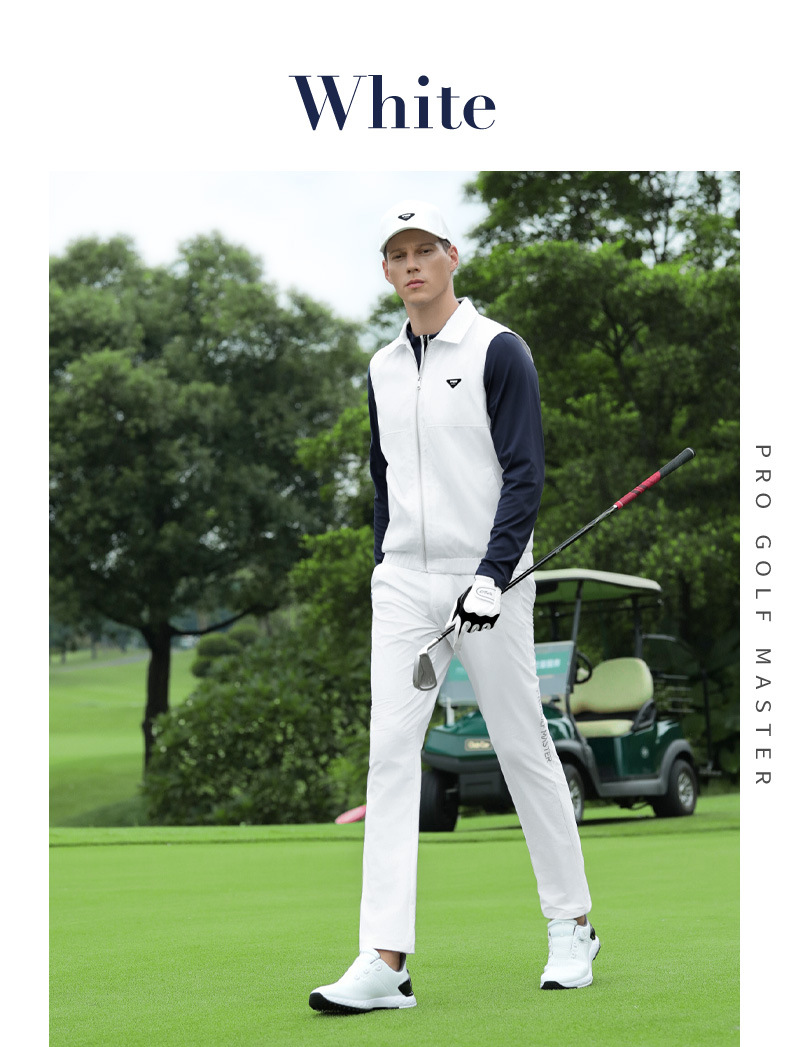 Áo vest golf nam chống gió dệt kẻ sọc khóa kéo mùa thu đông — Áo vest màu cam [dệt kẻ sọc/khóa nhiệt độ chống gió/viền đàn hồi] YF815 chi tiết 13