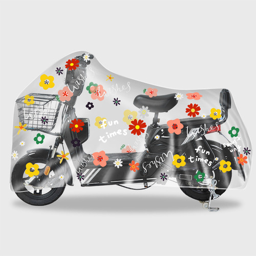 Electric car cover PEVA thickened transparent rain cover windproof and rainproof bicycle cover dustproof and sunproof battery car cover