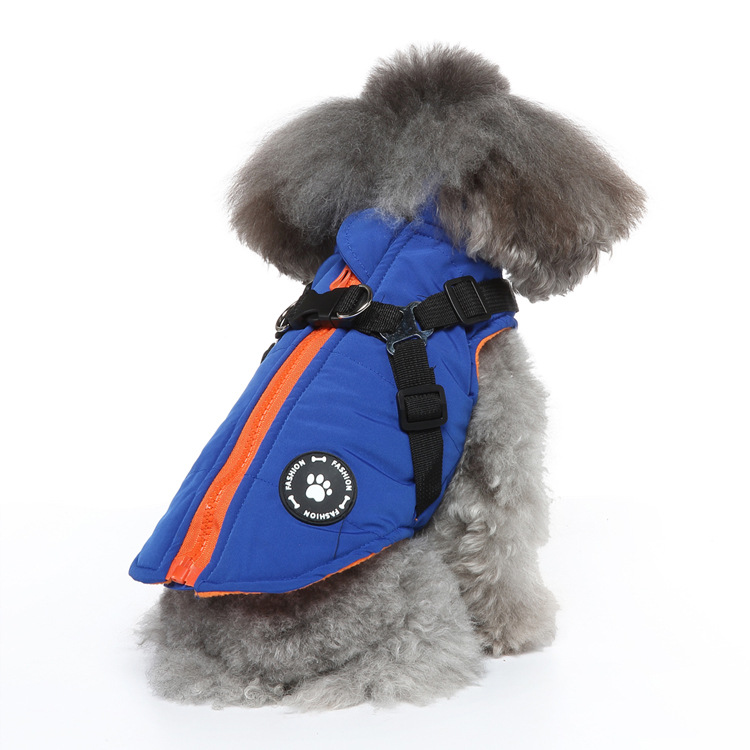 Ropa vendedora caliente transfronteriza para perros Teddy chaqueta de cubo francés correa para el pecho ropa de algodón acolchado cremallera de estilo británico ropa de invierno para mascotas