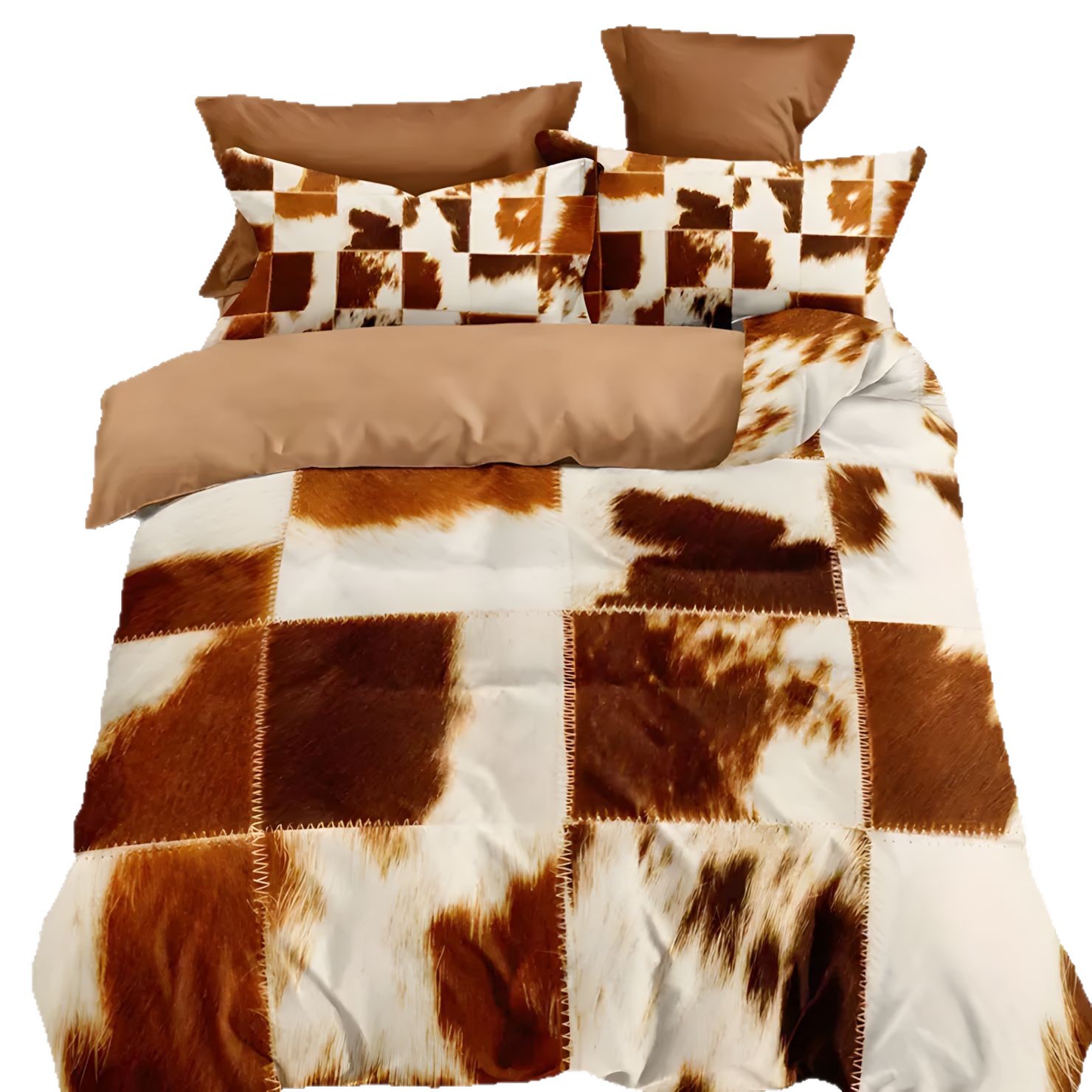 TEMU / JIT transfronterizo piel suave costura rústica kraft 3D impresión digital colcha de cama set