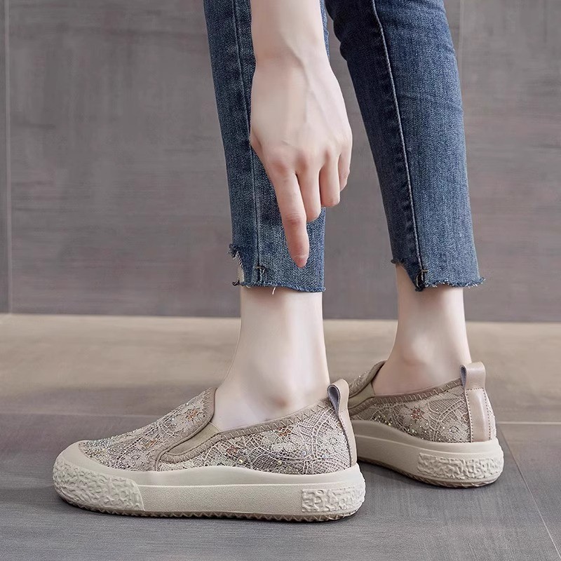 Damiu Zapatos de pescador de encaje de malla para mujeres 2025 zapatos de galletas transpirables zapatos de moda casuales