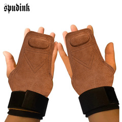 批發牛皮護掌硬拉拉力助力帶健身手套引體器械訓練健身護掌