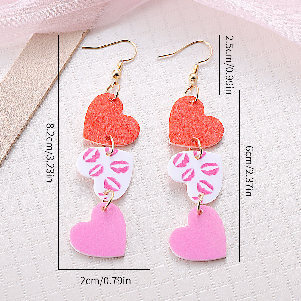 Valentine'S Day Festival 1 Pair Elegant Lady Romantic Heart Shape Arylic Drop Earrings