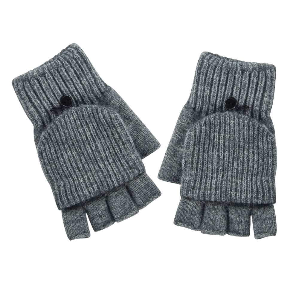 Wholesale New Winter Half Finger Clamshell Gloves Plus Velvet Knitted Jacquard Warm Gloves display picture 6