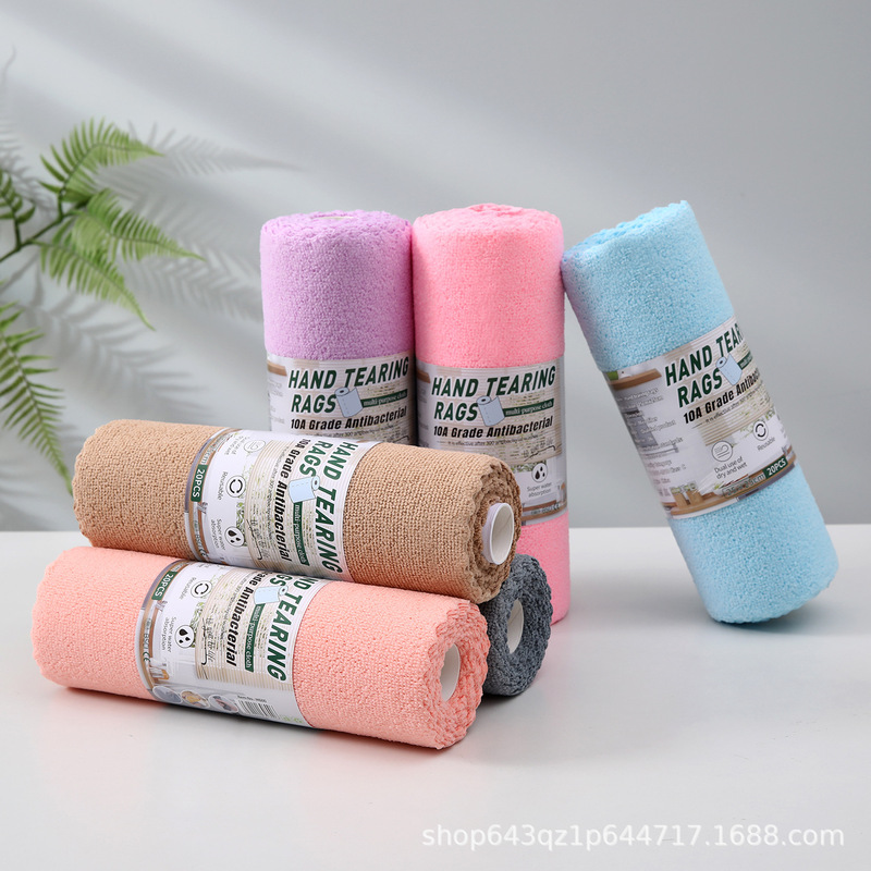 Household Roll-Type Washable Reusable Absorbent Cleaning Cloth Kitchen Tear-Off Towel Roll for Dry and Wet Use