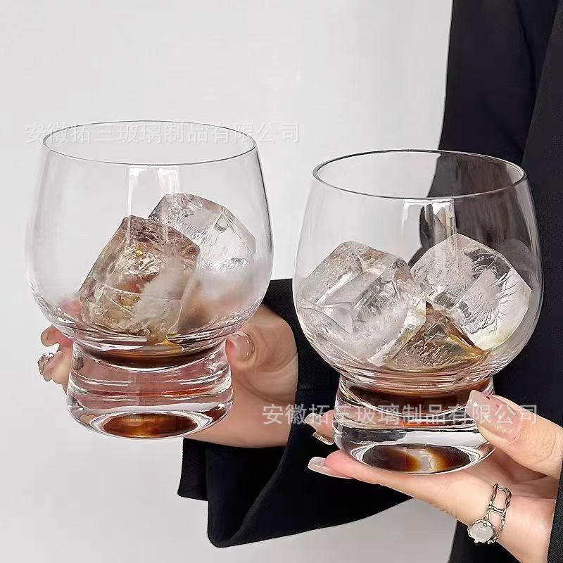 Unique Design Drum-Shaped Cup, Low-Profile, Light Luxury, Creative, Instagram-Style Whiskey Glass