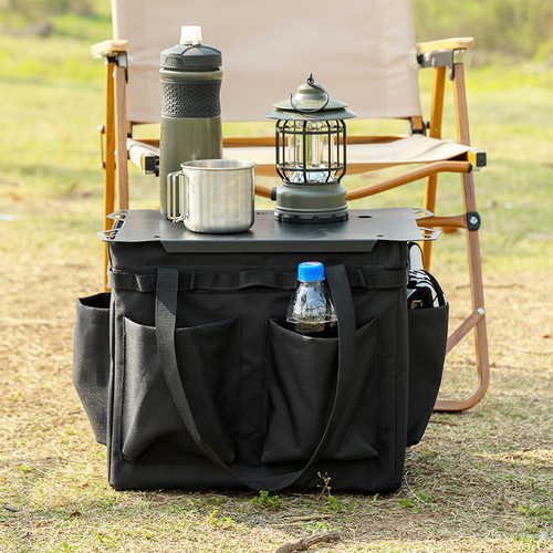 Outdoor tool storage box, lid, light stand, gas can, desktop large capacity picnic tableware bag, table board