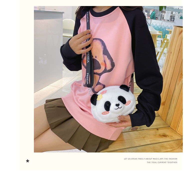 Cute panda plush bag for girls 2024 new trendy Japanese style girl crossbody bag Cartoon soft and cute doll bag undefined