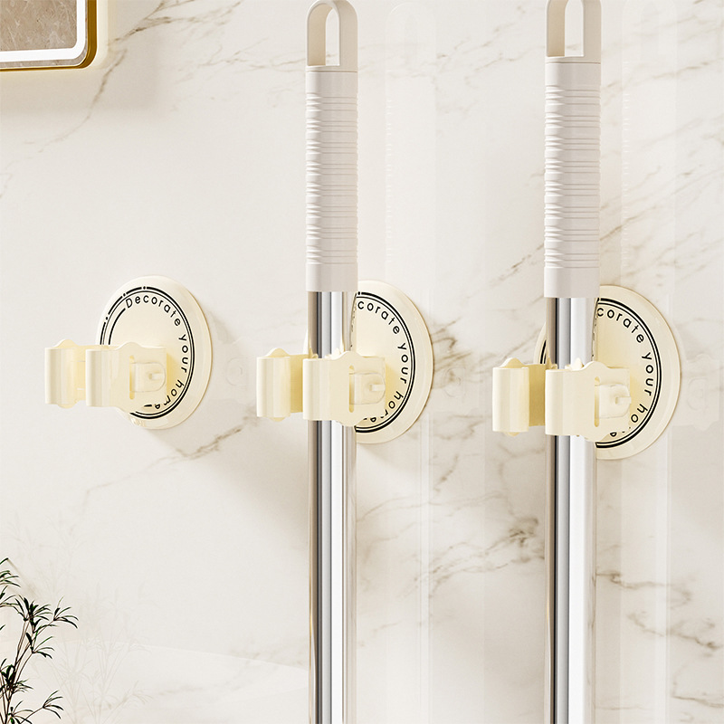 No-punch Mop Clip For Home Bathroom Strong Traceless Mop Hook Modern Simple Wall-mounted Bathroom Mop Rack