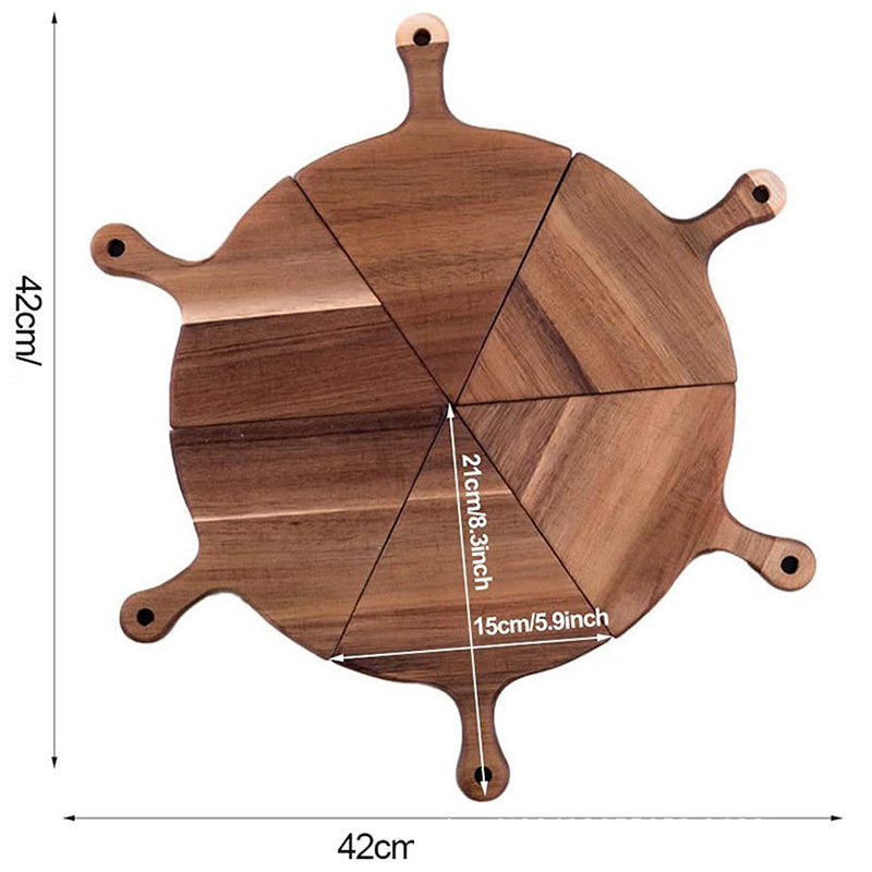 Tablero de madera tabla de cortar carne fruta postre desayuno plato creativo con mango colgando dividir tablero de pizza