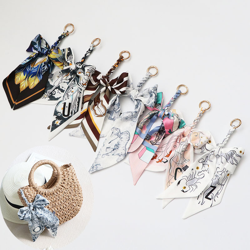 シルクスカーフの紐、蝶結びキーホルダー、アクセサリー、買い物かごの飾り、繊細なペンダント、小さな飾り、バッグ|undefined