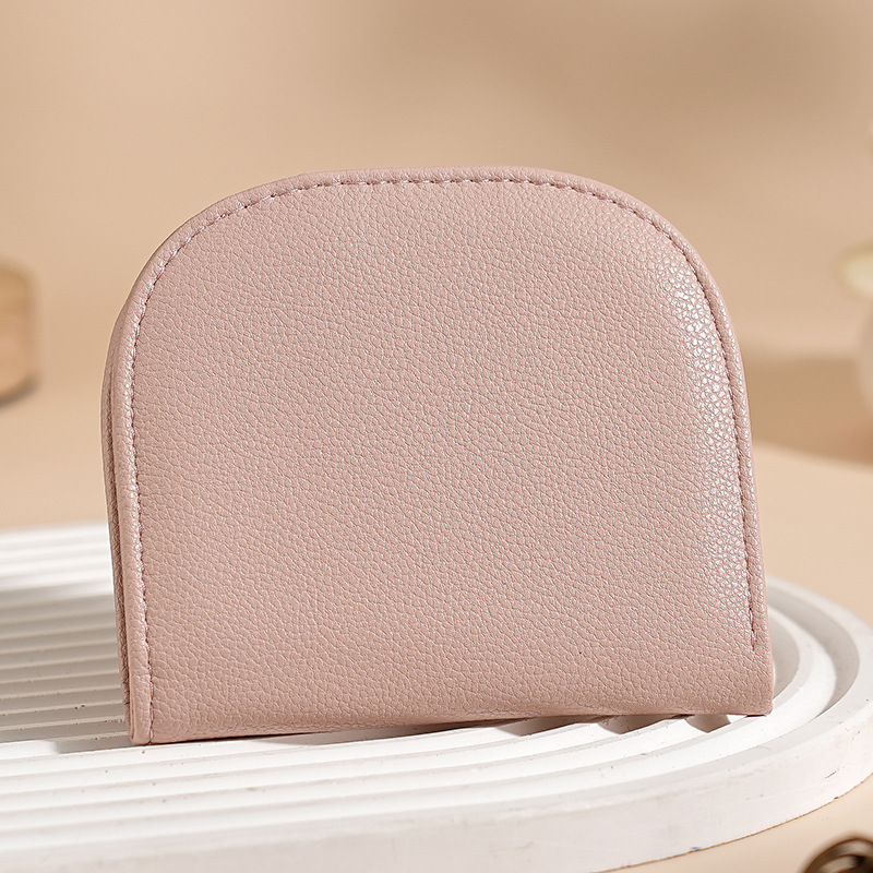 Nuevo medio círculo mini mujer simplista simplista cartera compacta multi-tarjeta de color sólido multi-cartera de cambio corta