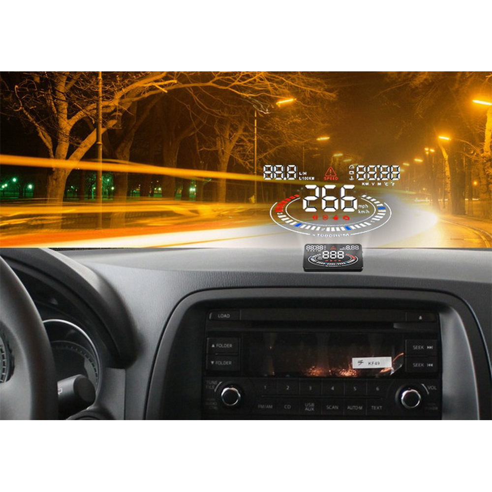 5.5inch Car HUD Head-Up Display OBD Speed Fuel Consumption Water Temperature Multi-Function HD Screen E300
