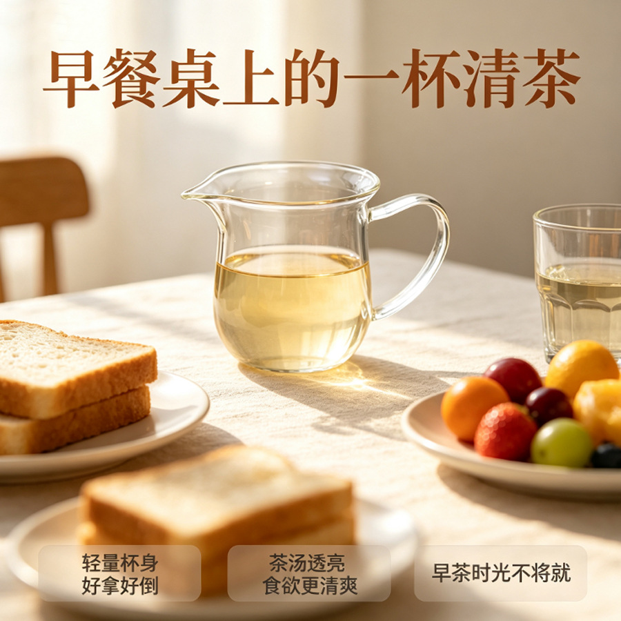 High borosilicate glass milk pitcher with handle, eagle-beak tea dispenser, transparent and heat-resistant, suitable for home use, and customizable