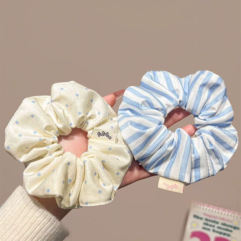 Милая кремово-желтая резинка для волос в горошек, милая резинка для волос для девочек, стильная универсальная веревка для волос с хвостиком