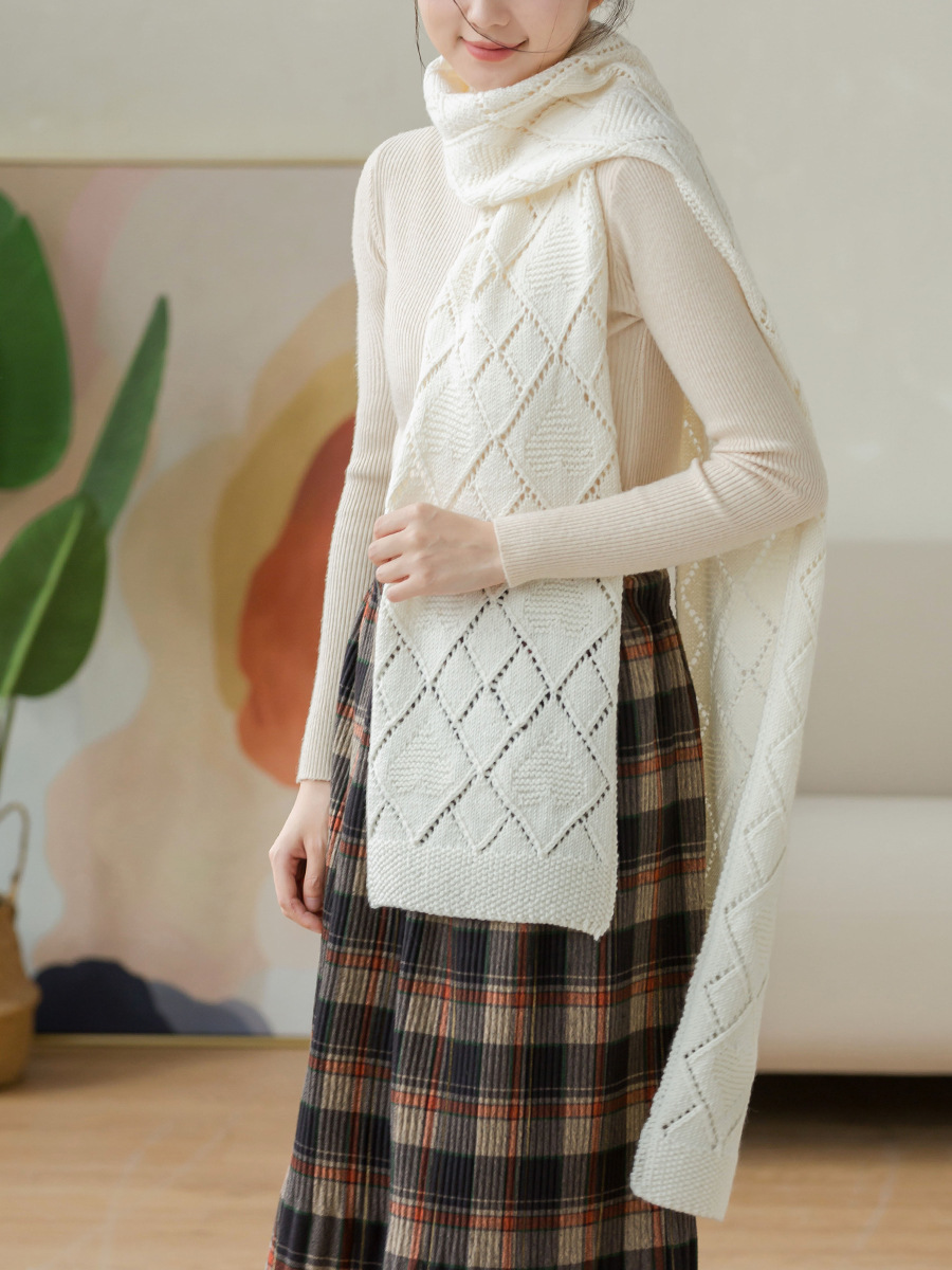 苏苏姐家欣悦菱格围巾diy材料包手工编织情侣棒针毛线团自制礼物