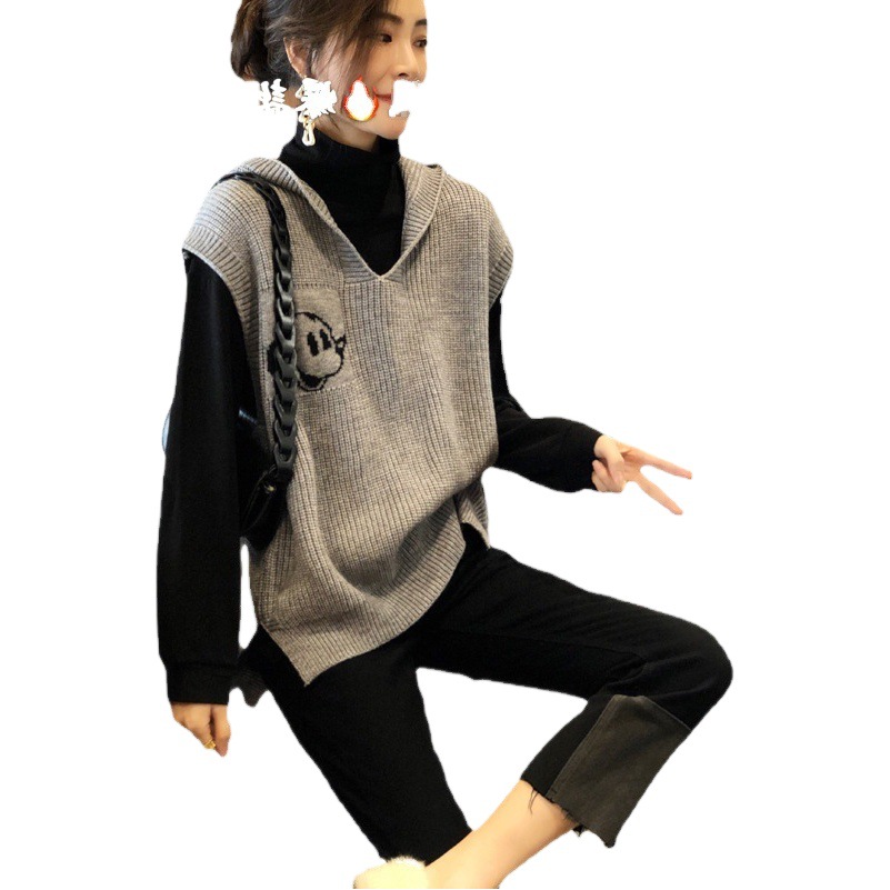 Primavera y otoño 2024 nueva ropa de mujer popular europea superior chaleco con capucha Chaleco de punto estación europea suéter