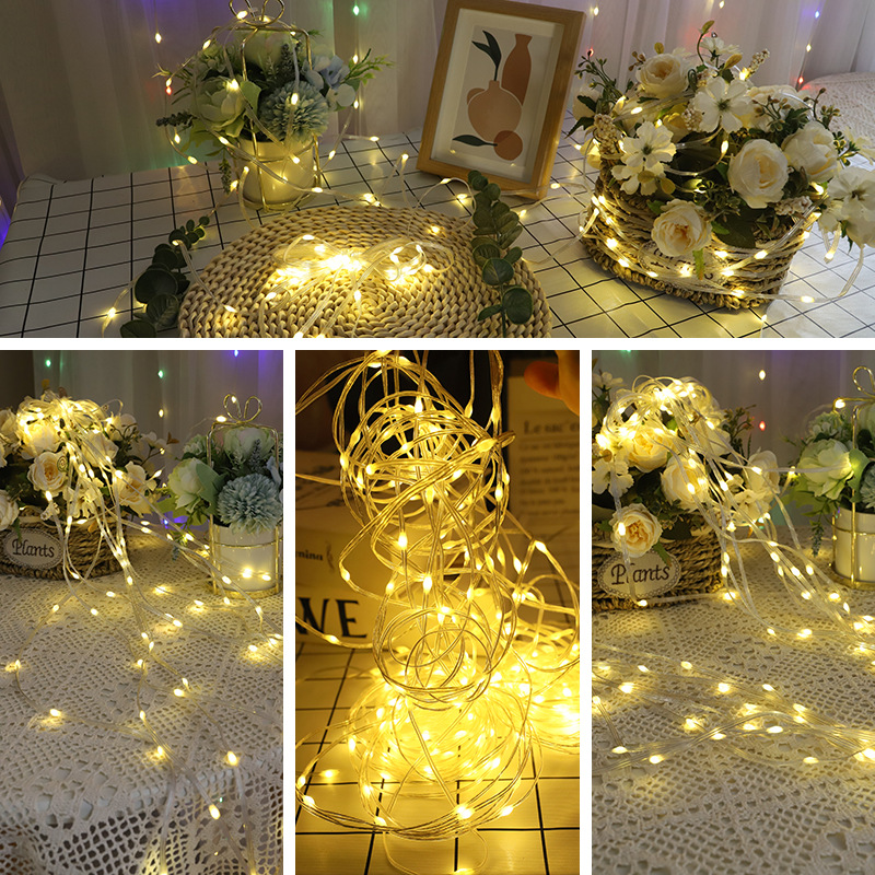 Transfronterizo LED línea de cuero luz solar luz cadena al aire libre impermeable control remoto Navidad vacaciones decoración cielo estrellado bajo voltaje